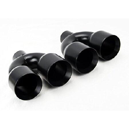【並行輸入品】 デュアル4インチ クアッド スタッガード グロスブラック エキゾーストチップ Dod...