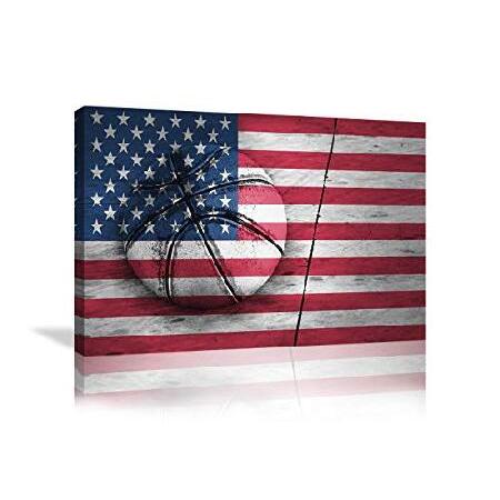 【並行輸入品】 Urttiiyy アメリカ国旗 ウォールアート バスケットボール キャンバスプリント...
