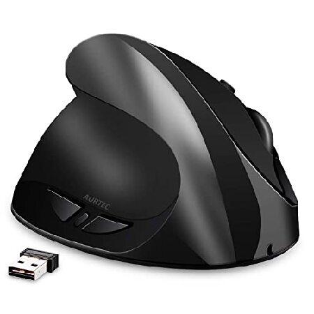 AURTEC 左利きマウス 充電式 2.4G ワイヤレス 人間工学 垂直マウス USBレシーバー 6...