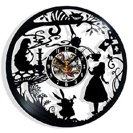 【並行輸入品】 不思議の国のアリス ビニール製壁掛け時計 12インチ (30cm) ブラックデコレー...