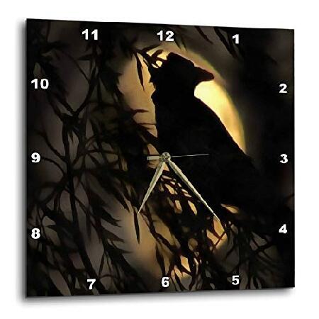 【並行輸入品】 3dRose 壁掛け時計 静音 - 25.4 cm - レイヴン ムーン ゴシック ...