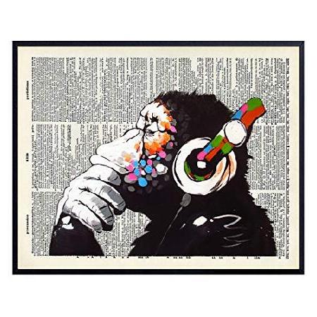 【並行輸入品】 Banksy DJ Chimp - Unframed Dictionary Wall...