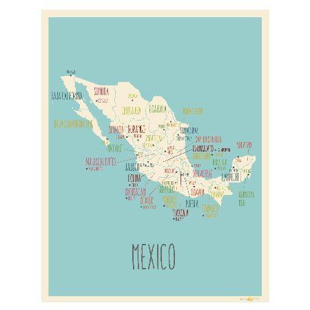 【並行輸入品】 Kindred Sol メキシコの集合地図 - メキシコ ウォールマップアートポスタ...