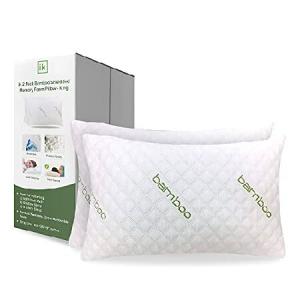 ik Bamboo Pillow - King Size Set of 2 Adjustable Shredded Memory Foam Neck Support Bed Pillow for Side Back and Stomach Sleepers - Breathable Pillowsの商品画像
