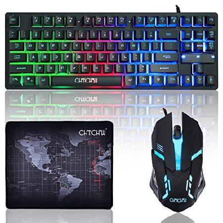 【並行輸入品】 CHONCHOW ゲーミングキーボード マウス セット LEDバックライト 87キー...