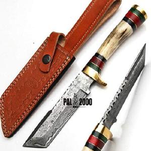 PAL 2000 KNIVES SBPB-9464 ハンドメイド ダマスカス鋼 ハンティングナイフ ラダーパターン レザーシース付き 10インチの商品画像