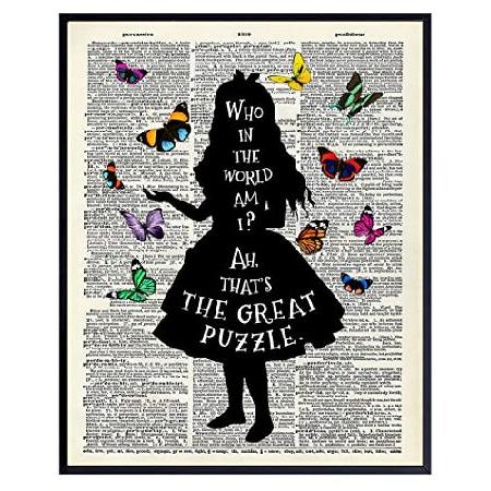 【並行輸入品】 Alice Wonderland Who Am I Quote, Wall Deco...