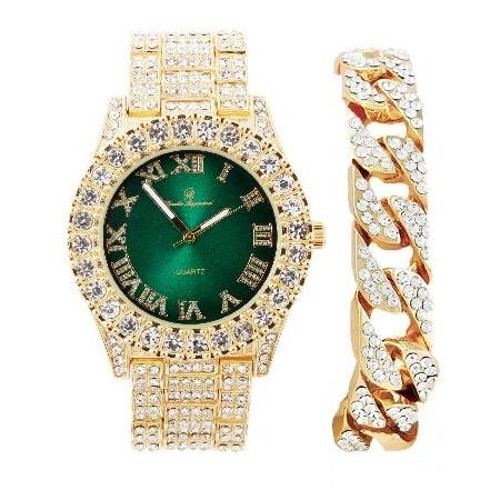 【並行輸入品】 メンズシルバー ビッグロック ローマ字数字 フルアイスアウト カラフルな文字板 腕時...