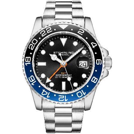 【並行輸入品】 Stuhrling オリジナル メンズ ステンレススチール 3列ブレスレット GMT...