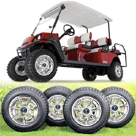 【並行輸入品】 YouLeGo - ゴルフカートホイールカバー 10インチ 改良版 スポーククローム...