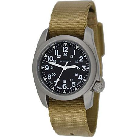 【並行輸入品】 BERTUCCI A-2S ヴィンテージ腕時計 快適なウェビングバンド, ブラック/...