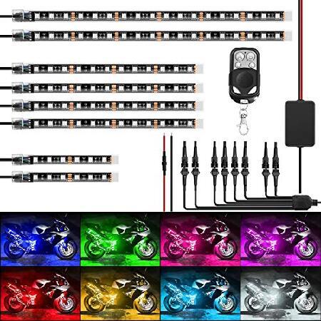 Nilight 8PCS Motorcycle RGB Led Light Kit Waterpro...