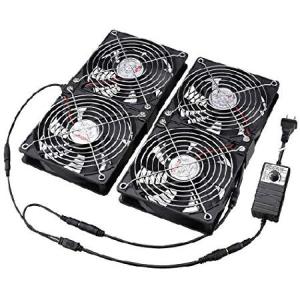 【並行輸入品】 Wathai 4 x 120mm GPU マイニングリグ サーバーラック ファン 100V - 240V AC電源 可変速度コントロール 大きな風量 DIY 冷却 換気