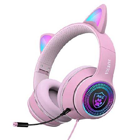 VIGROS Cat Ear Gaming Headphones Wired AUX 3.5mm L...