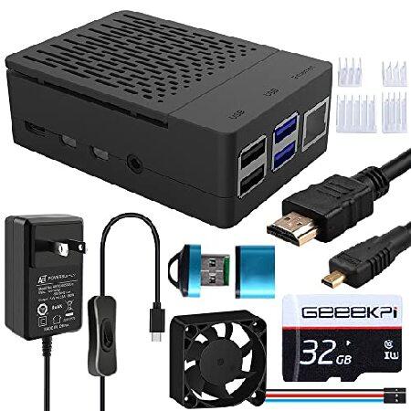 GeeekPi Raspberry Pi 4ケース ファン付き 5V 3A電源 ヒートシンク 32G...