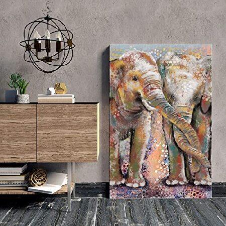 【並行輸入品】 OuElegent アフリカ象 油絵 キャンバス ウォールアート 象 カップル グラ...