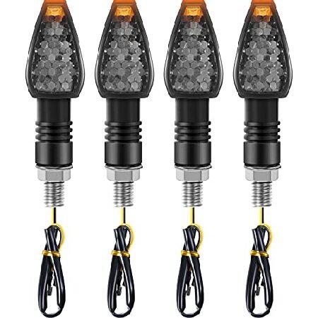【並行輸入品】 4ピース オートバイ ウィンカーライト インジケーター 流れる14個のLED 12V...