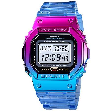 【並行輸入品】 グラデーションカラー シリコンメッキ デジタル電子防水 スポーツ腕時計 カジュアルウ...