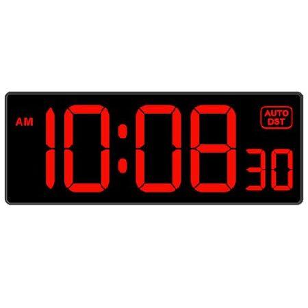 【並行輸入品】 Soobest LEDデジタル壁掛け時計秒、電気時計プラグ自動DST調光器大型ディス...