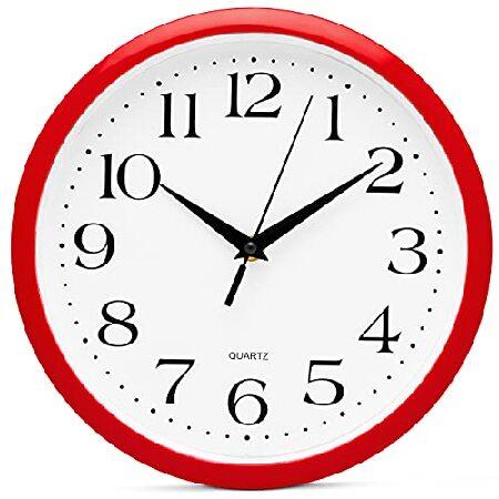 【並行輸入品】 Bernhard Products 赤い壁掛け時計 静音 カチカチ音なし - 12イ...