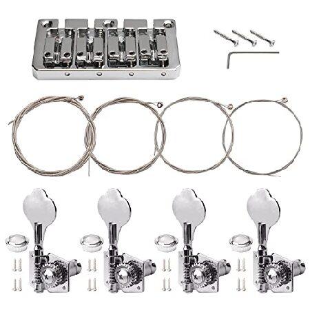 【並行輸入品】 Unxuey 4弦ベースギターブリッジ 4 Rストリングチューニングキーペグ フェン...