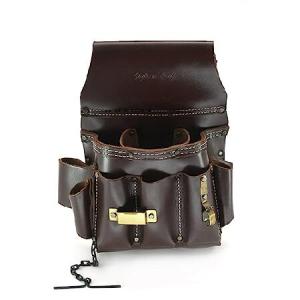 Style n Craft 10-Pocket Electricians Tool Pouch Heavy-Duty Leather Tool Pouch with Metal Tape Clip Metal Tape Chain and Fixed Snap Durable Full-Grの商品画像
