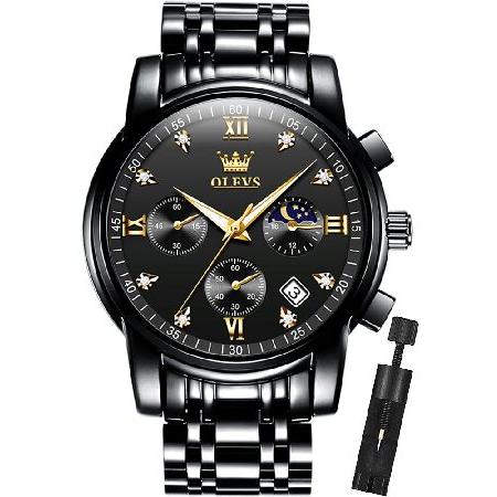 【並行輸入品】 OLEVS メンズ腕時計 クロノグラフ ビジネス ドレス クォーツ ステンレススチー...