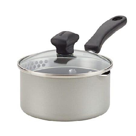 Nonstick Saucepan with Straining Lid Silver / 1-Qu...