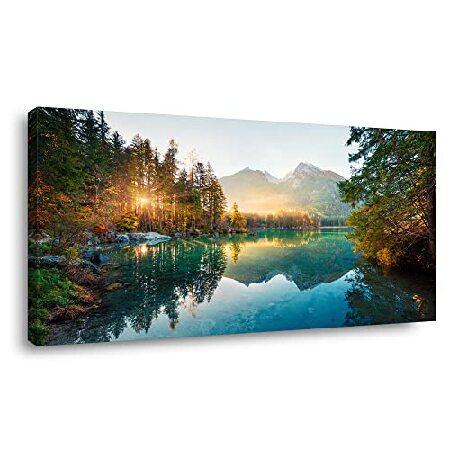 【並行輸入品】 秋の湖 大きな枠張りキャンバスウォールアート リビングルーム ベッドルーム 家の装飾...