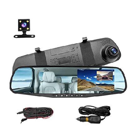 【並行輸入品】 Mirror Dash Cam for Car, 4.3" Backup Smart...