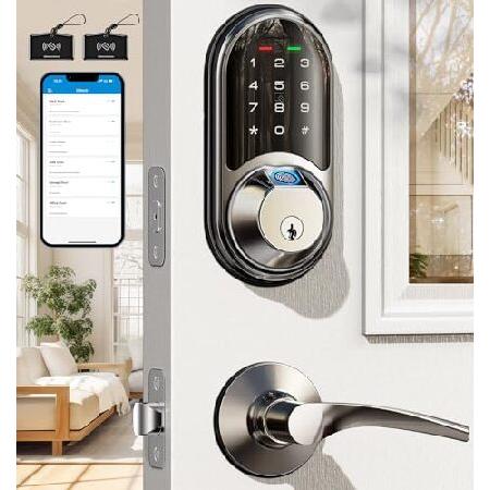 【並行輸入品】 Veise Smart Locks for Front Door, 2 Lever ...