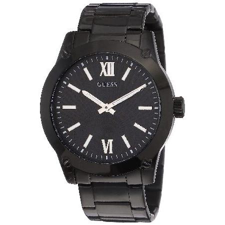 【並行輸入品】 GUESS メンズ 44mm 腕時計 - ブラックストラップ ブラックダイヤル ブラ...