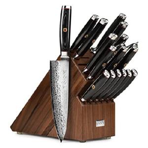 Enso SG2 18 Piece Knife Set - Made in Japan - 101 Layer Stainless Damascus with Walnut Knife Block｜inter-trade