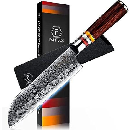 7 Inch Santoku Knife,FANTECK Kitchen Knife VG10 Da...