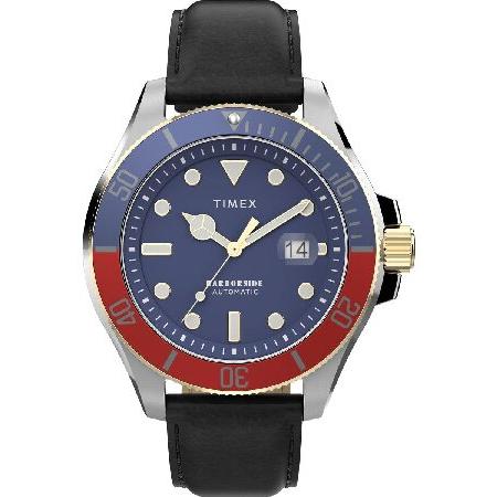 Timex メンズ ハーバーサイドコースト 自動巻き 44mm 腕時計, ブラウン/ブルー, One...