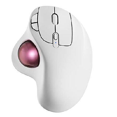 ワイヤレストラックボールマウス 充電式エルゴノミックマウス 簡単な親指コントロール 正確でスムーズな...