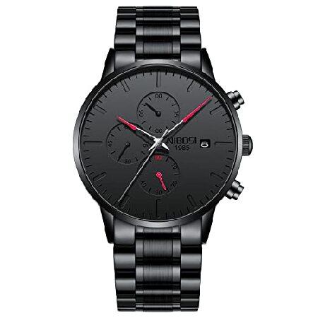 【並行輸入品】 NIBOSI Men's Watches Analog Minimalist Bla...
