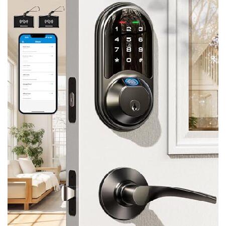 【並行輸入品】 Veise Smart Locks for Front Door, 2 Lever ...