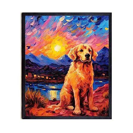 【並行輸入品】 Bestbuddy Pet 11X14 フレームなし 星月夜スタイル ゴールデンレト...