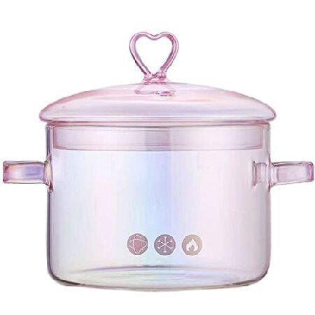 【並行輸入品】 Pink Glass Saucepan with Lid and Handle, 1...
