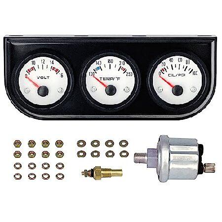 【並行輸入品】 3イン1 トリプルオートゲージメーターキット 52mm (8-16Vボルトメーター ...