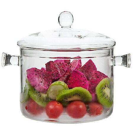 【並行輸入品】 ガラス調理鍋 1.5L / 50オンス ガラスソースパン カバー付き 透明 耐熱 高...