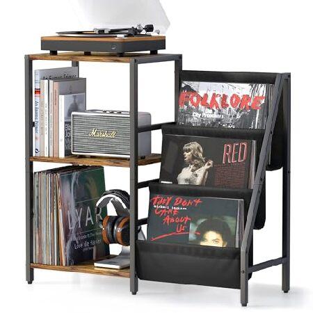 【並行輸入品】 レコードプレーヤースタンド ビニール収納付き レコードプレーヤーテーブル レコード収...