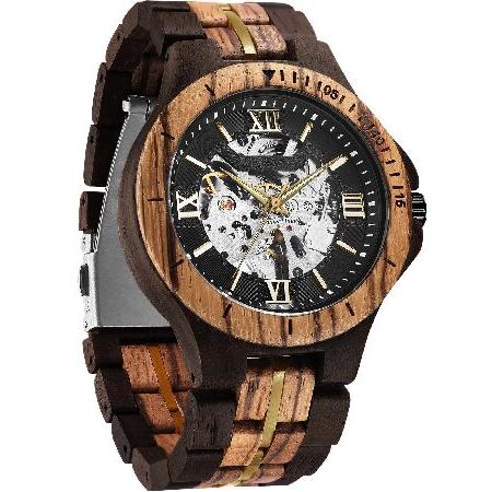 【並行輸入品】 FORSINING Men's Solid Wood Mechanical Skel...