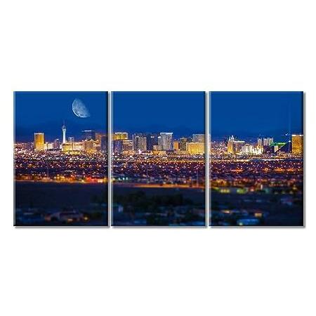 【並行輸入品】 TUMOVO 3ピース ウォールアート ラスベガス スカイライン ピクチャー プリン...