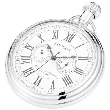 【並行輸入品】 ヴィンテージシルバー銅デザイン手巻き機械式懐中時計メンズ腕時計、シルバー2、ヴィンテ...