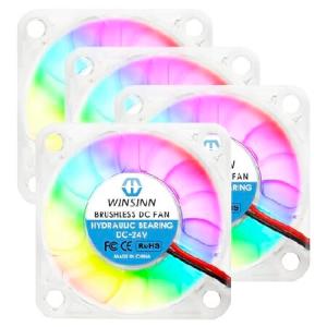 【並行輸入品】 WINSINN 50mm RGBファン 24V LED カラフル マイクロ 24ボルト ファン 5010 油圧ベアリング ブラシレス冷却 50x10mm 2ピン 3Dプリンター/コンピュ