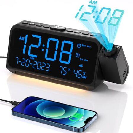 Projection Alarm Clock for Bedroom with Weekday/We...