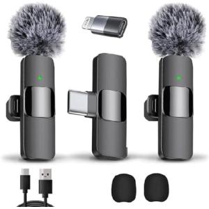 Wireless Lavalier Microphone For IPhone IPad - 2 Mic System For Recording & Streaming