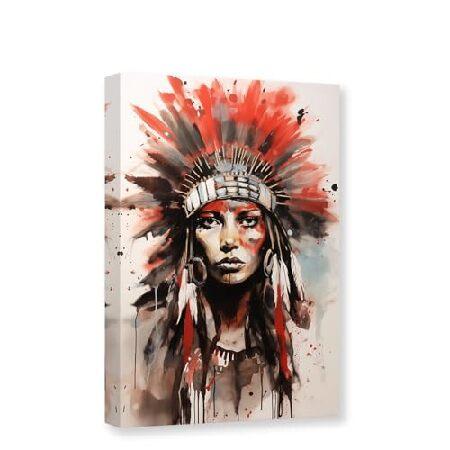 【並行輸入品】 インディアナ レディース キャンバス ウォールアート ネイティブアメリカン ヘッドド...